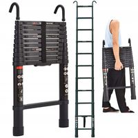 3,2m Drabina Teleskopowa Czarna Wysuwana z hakiem