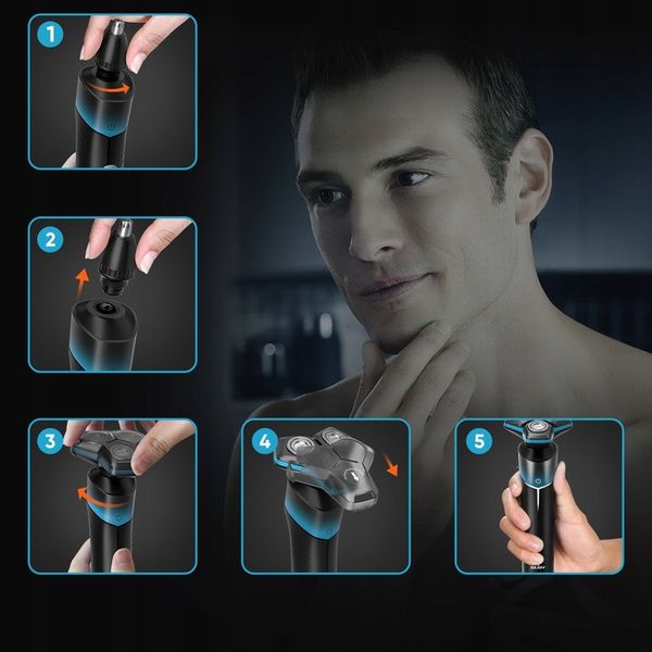 GOLARKA MĘSKA MASZYNKA DO GOLENIA TRYMER DO NOSA 5W1 Z OŚWIETLENIEM LED zdjęcie 4