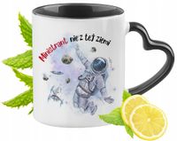 Kubek Czarny Z Uszkiem W Kształcie Serca Dla Ministranta Na Prezent