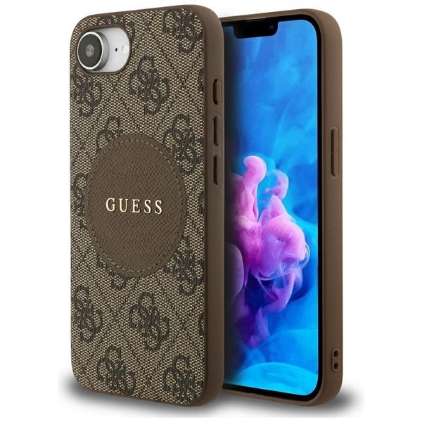 Etui Guess 4G Circle Classic Logo MagSafe do iPhone 16e brązowy zdjęcie 1