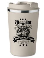 KUBEK TERMICZNY Premium beżowy prezent śmieszny na 70 lat URODZINY KT_403