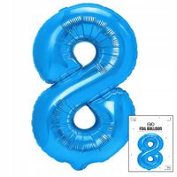 BALON FOLIOWY CYFRĄ CYFERKA 8 NIEBIESKA NA IMPREZE URODZINOWĄ 40cm