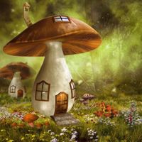 FOTOTAPETA dziecięca DOMEK LEŚNY GRZYBEK 395x285