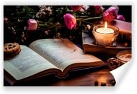 Fototapeta PREMIUM STRUKTURA ZMYWALANA STARA KSIĄŻKA Z BUKIETEM KWIATÓW