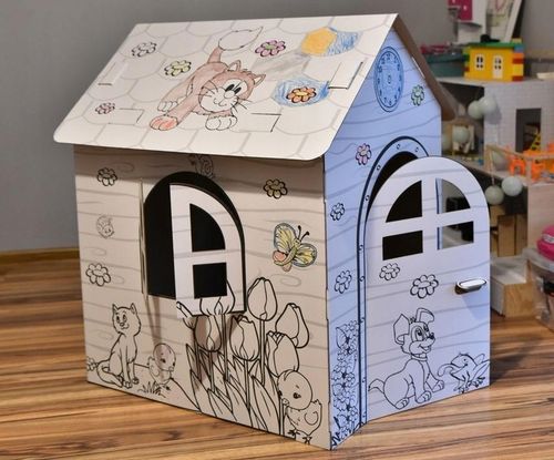 DOMEK Z TEKTURY KARTONOWA KOLOROWANKA DO MALOWANIA na Arena.pl
