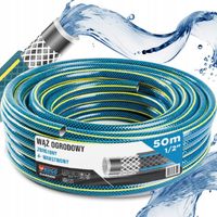 WĄŻ OGRODOWY GUMOWY 1/2" 50m 4 WARSTWOWY ZBROJONY POLSKA PRODUKCJA