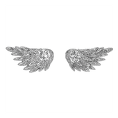 kolczyki podwójne, cyrkonia, skrzydła anioła srebrne k222s
