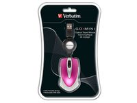 2 x Verbatim Mysz optyczna Go Mini USB-A 1000 dpi różowy/hot pink 49021