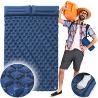 Materac dwuosobowy z pompką ciemny niebieski