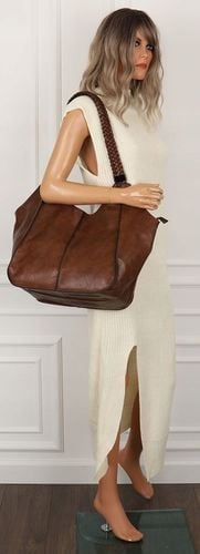 Torebka Damska na Ramię Włoskiej Marki Torba Miejska Shopper L16730 Brązowa na Arena.pl