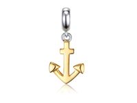 Pozłacany srebrny wiszący charms do pandora kotwica nadzieja srebro 925 DZ043