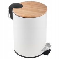 Kosz na śmieci łazienkowy biały mały śmietnik z pedałem loft bambus YOKA