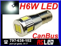 żarówka LED H6W bax9s przesunięte piny 6 x 5730 Power SMD 12v CANBUS