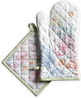 Maison Rękawica Kuchenna i Uchwyt na Garnki 100% Bawełna Wzór Kwiatowy