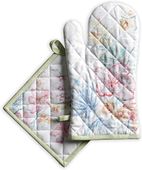 Maison Rękawica Kuchenna i Uchwyt na Garnki 100% Bawełna Wzór Kwiatowy