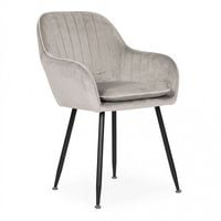 KRZESŁO TAPICEROWANE WELUROWE JASNY SZARY DO JADALNI MODERNHOME