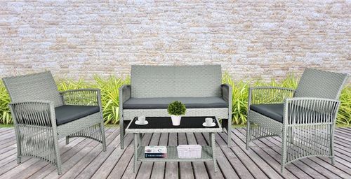 ZESTAW MEBLI OGRODOWYCH Z TECHNORATTANU RATTAN SOFA FOTELE STOLIK NA OGRÓD na Arena.pl