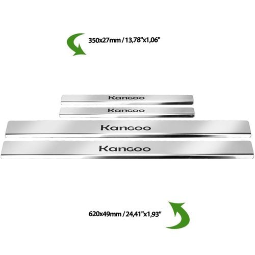 Listwa progowa RENAULT KANGOO MK2 Stal nierdzewna 304 połysk z czarnymi lit na Arena.pl