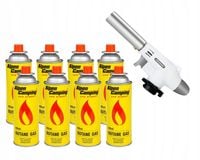 ZESTAW KARTUSZ GAZOWY 400 ML BUTAN 8 SZTUK + PALNIK FLAME GUN
