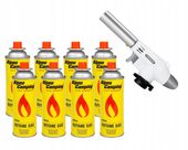 ZESTAW KARTUSZ GAZOWY 400 ML BUTAN 8 SZTUK + PALNIK FLAME GUN