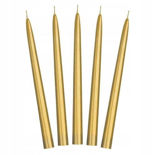 ŚWIECE STOŁOWE STOŻKOWE złote 24 cm 10 szt na urodziny sylwestra na Arena.pl