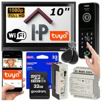 WIDEODOMOFON WIFI 10" SZYFRATOR APLIKACJA TUYA + ELEKTROZACZEP + KARTA 32GB