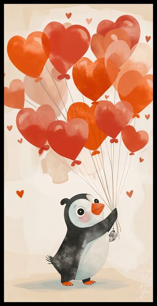 Plakat 50x100cm Pingwinek z Balonami zdjęcie 2
