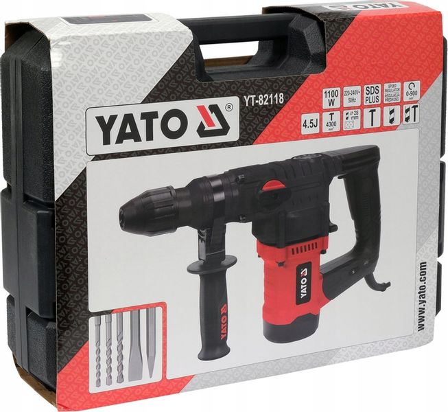 YATO MŁOT UDAROWY MŁOTOWIERTARKA SDS PLUS 1100W 4,5J 3 FUNKCJE + AKCESORIA zdjęcie 4