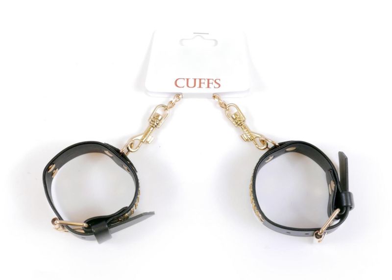 Fetish B - Series Handcuffs with cristals 3 cm Gold zdjęcie 6