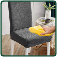 Pokrowiec Na Krzesło Ciemny Szary Welur Żakard Wzory Elastyczny