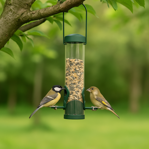 KARMNIK DLA PTAKÓW PRZEZROCZYSTY Z PODNÓŻKIEM na karmę Z DASZKIEM ZIARNA na Arena.pl