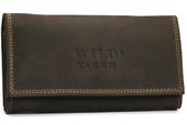 portfel damski skóra nubuk wild tiger - ciemnobrązowy