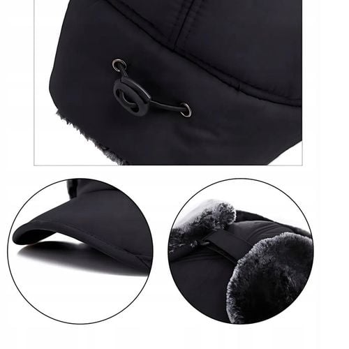 CIEPŁA CZAPKA ZIMOWA Z FUTERKIEM NA ZIMĘ MĘSKA Z DASZKIEM NAUSZNIKI na Arena.pl