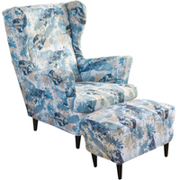 POKROWIEC NA FOTEL USZAK PODNÓŻEK PUF ELASTYCZNY PRINT JASNY NIEBIESKI