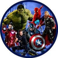 Opłatek na tort AVENGERS Batman Iron Man Hulk Thor CPT. Ameryka Spiderman
