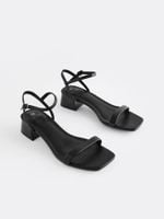 Czarny - Sandały Forever Comfort na niskim obcasie r.39