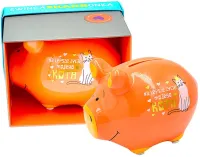 Skarbonka Świnka z napisem „NA LEPSZE ŻYCIE MOJEGO KOTA”