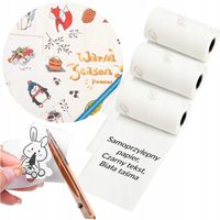 Biały papier termiczny do Phomemo M02 M0x 50mmx3,5m naklejki z klejem 3szt