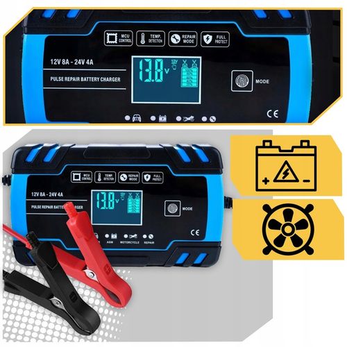 Prostownik AUTOMATYCZNY SAMOCHODOWY FUNKCJA NAPRAWY DO AKUMULATORÓW 12V 24V na Arena.pl