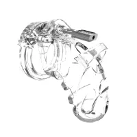 man|cage chastity cage 9,5 cm transparentna - system kontroli komfortu