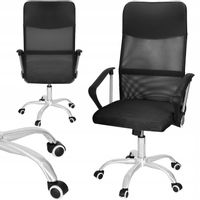 FOTEL BIUROWY REGULOWANY KRZESŁO BIUROWE OBROTOWE GAMING MIKROSIATKA CZARNE