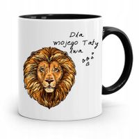 Kubek Czarny Prezent Na Dzień Ojca Dla Taty Lwa Z Nadrukiem Ze Zdjęciem