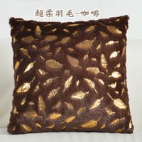 Poszewki na poduszkę - Złote Listki Brązowy Ciemny 45x45cm