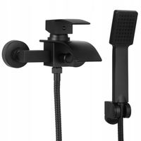 Bateria wannowa z prysznicem ścienna czarna wodospad kran kaskada YOKA HOME