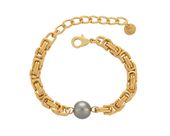 bransoletka o splocie królewskim z szarą perłą (b23/zim/97au)