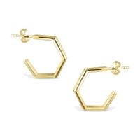 srebrne pozłacane kolczyki plastry miodu na sztyft