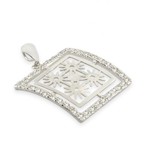 SREBRNY KWADRATOWY KOMPLET W AŻUROWY WZÓR SŁONECZNIKI SREBRO PRÓBY 925 zdjęcie 3