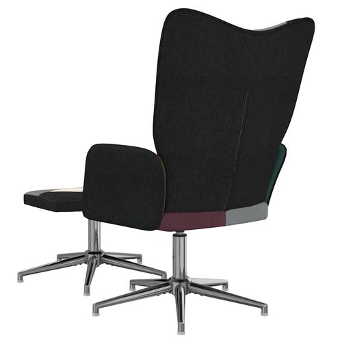 Fotel z podnóżkiem, patchworkowy, obity tkaniną na Arena.pl