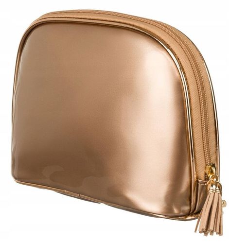 kosmetyczka podróżna w złotym kolorze z wodoodpornego materiału na Arena.pl