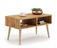 Stolik kawowy Kobi Sandi prostokątny 90 x 50 x 55cm dąb craft złoty